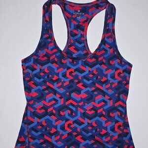 Athleta Womens Red Blue Design Athletic Exercise Tank Top Size = XXS